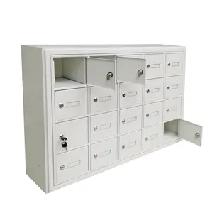 FixtureDisplays® 37.4 X 25.2 X 8" Recess Wall Mount Cell Phone Storage Locker, 20 Doors 6.2X5.2X6.8" Slots, 19178-20ASC