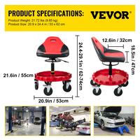 Red Adjustable Seat with 5‘’ Casters - 300lbs