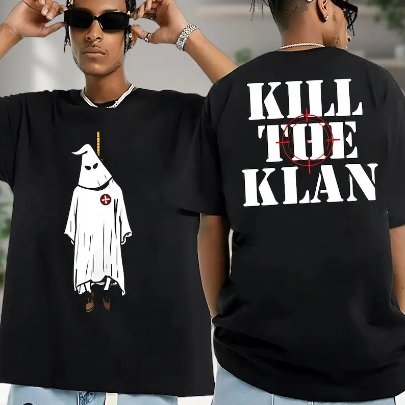K!ll The Klan T-shirt, Funny Klan Hanging Graphic Quote Retro 2 Sided T-Shirt, Anti-Fascist Shirt, Anti KKK Shirt, Trending Meme Shirt