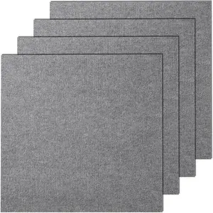 24x24 in Self-Adhesive Peel-Stick Carpet Tiles, 9-Tile Soft Padded Easy-Install DIY Tool Kit, Indoor Floor Covering for Bedroom, Living Room (Light Gray)
