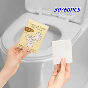 30/60pcs Toilet Seat Covers, Toilet Seat Protector, Biodegradable Flushable Paper for Adults, Essential Travel Hygiene for Public Toilets, Camping, Flights