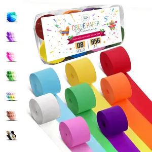 8 Crepe Paper Streamers Rolls, 656ft Pack of Unique 8 Rainbow Streamers Party Decorations, Birthday Streamers, Party Streamers for Wedding Decoration (1.8 inch x 82 ft/Roll)