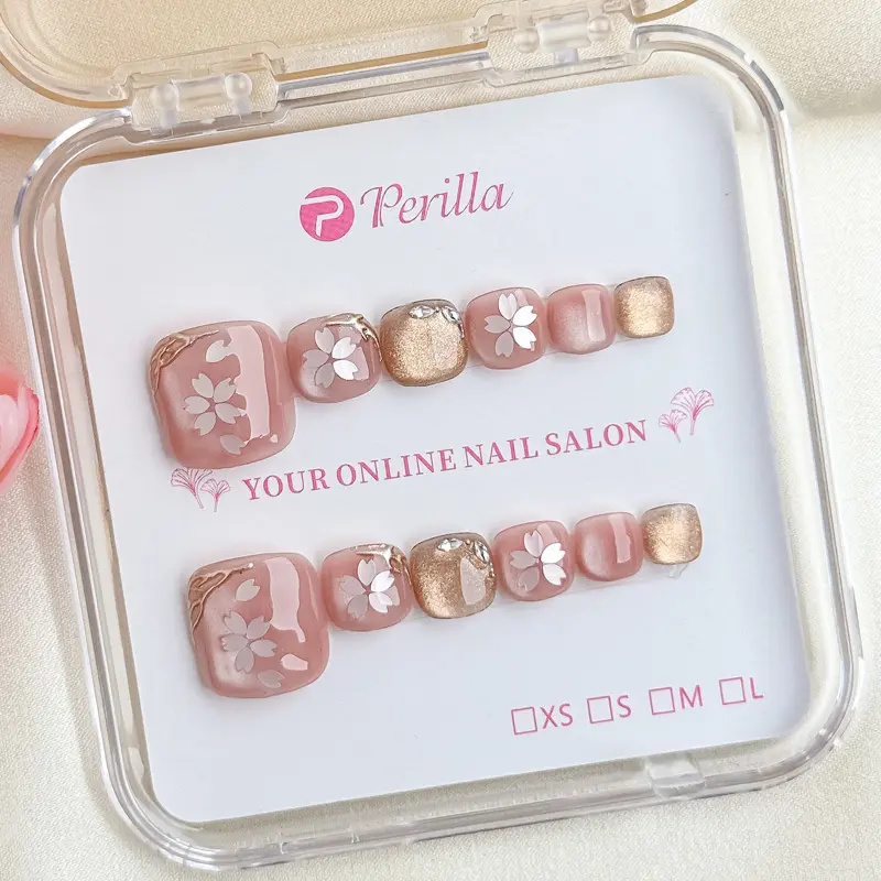 Perilla T1-T4 Cat Eye Handmade Toe  Nails Elegant Shiny Press On Toes Nails