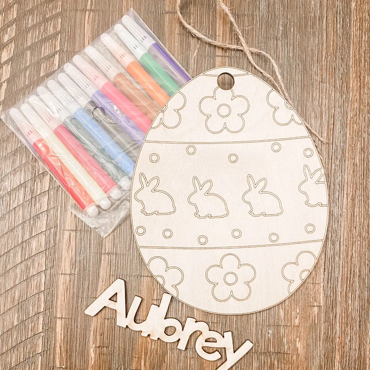 Personalized Wooden Easter Set; includes markers to customize; Easter gift pack