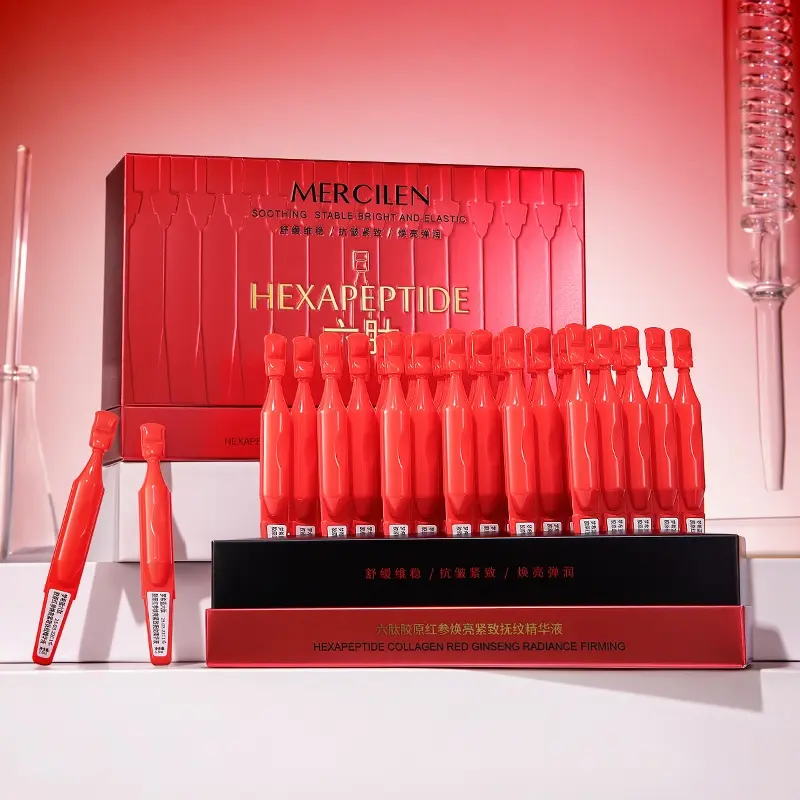 Mercilen Six Peptide Collagen Ginseng Hydrating Serum 1.5ML X 30, Collagen Peptides Serum, Hyaluronic Acid Essence, Ultra Moisturizing Ampoule, Ampoule Facial Serum, Daily Face Moisturizer, Moisturizing Anti Aging
