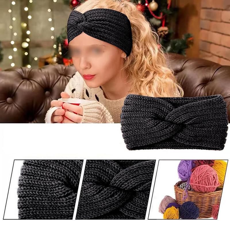 [Christmas Gift]Triple Knot Warmth Ribbed Knit Headband Set-3pcs (color-1, Standard)