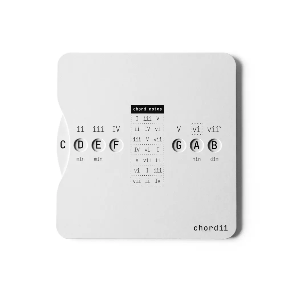 Chordii Roman Numeral Chord Finder Music Theory Circle of Fifths Wheel (White)