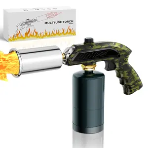 【One-Touch Max Fire】Focus Powerful Propane Torch, Adjustable Blow Torch with Safety Lock, Professional Culinary Tool for Searing Steak, BBQ, Charcoal Lighter, Fire Pit & Camping (Propane Tank Not Included)