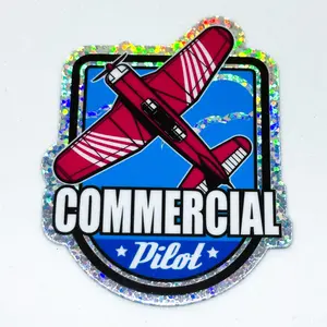 Commercial Pilot Glitter Sticker