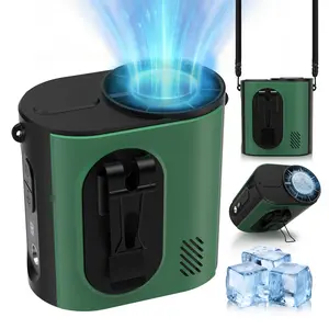POWMUS Semiconductor Ice Cooling Rechargeable LED UnderShirt Waist Fan, 10000mAh Fan Portable with Waist Clip & Neck Strap, 9200RPM Turbo Semiconductor Cooling Personal Fan with LED Light, Wearable Desk Fan for Indoor Kitchen, Jobsite Work, Outdoor Hiking