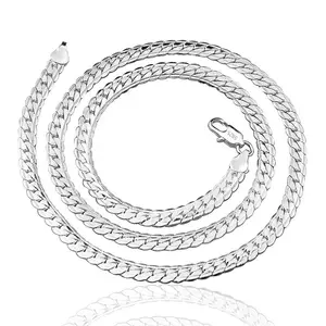 925 Sterling Silver-plated Necklace 5mm For Men Stylish Solid 925 Silver Side Snake Chain Fashion  Necklace Jewelry For Men accessories father's day gift Festive Christmas couples gift High-quality souvenir