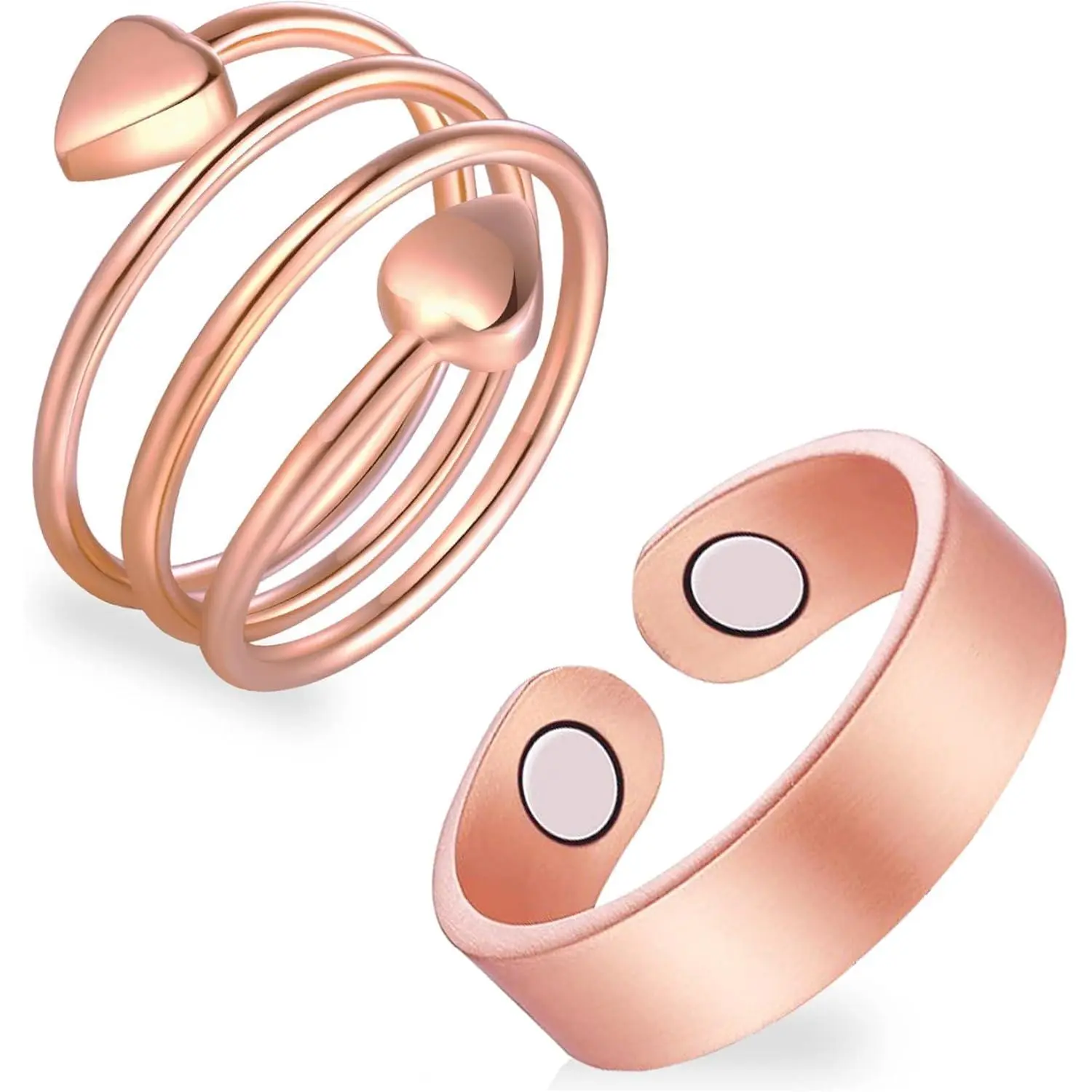 Feraco 2PCS Copper Rings for Women,99.99% Pure Copper Magnetic Thumb Ring with Magnet,Jewelry Gifts for Womens,Adjustable,Fit,Durable