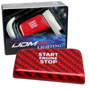 iJDMTOY Performance Sports Red Real Carbon Fiber Keyless Engine Start/Stop Push Start Button Cover For BMW 2023/2024-up 5 7 Series X3 i5 i7, etc