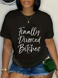 100% Cotton Funny Divorce Shirt for Women Cute Finally Divorced Bitches T-Shirt