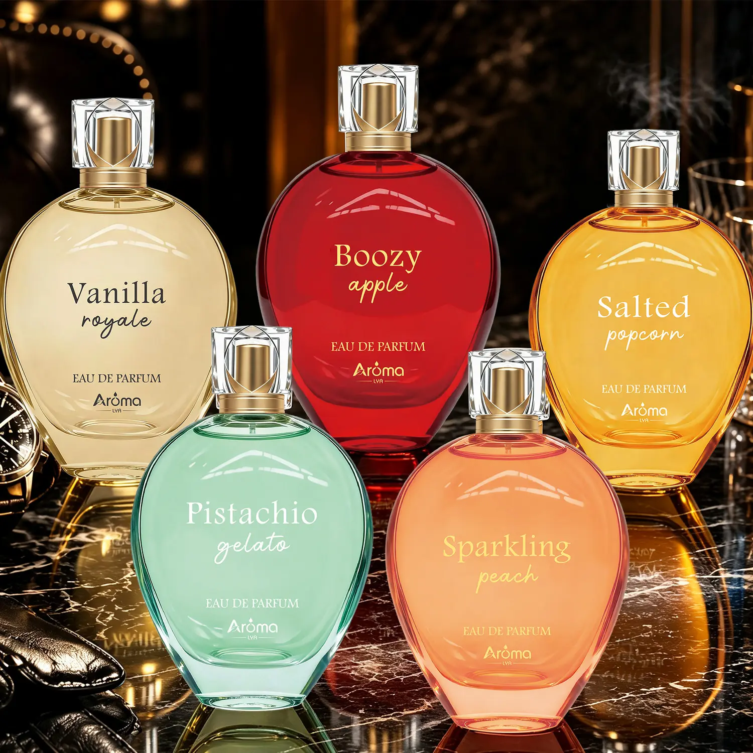 Women's Eau de Parfum Pistachio Gelato, Sparkling Peach, Matcha Latte, Salted Popcorn, Boozy Apple, Midnight Espresso, Vanilla Royale Perfume 100ml | Long Lasting Luxury Fragrance