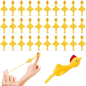 30 Pieces Rubber Chicken Slingshot Rubber Chickens Flying Chicken Slingshot Flicken Chicken Game Finger Slingshot Chicken Toys Chicken Flingers Flinging Chickens for Party Favors Activity Gift