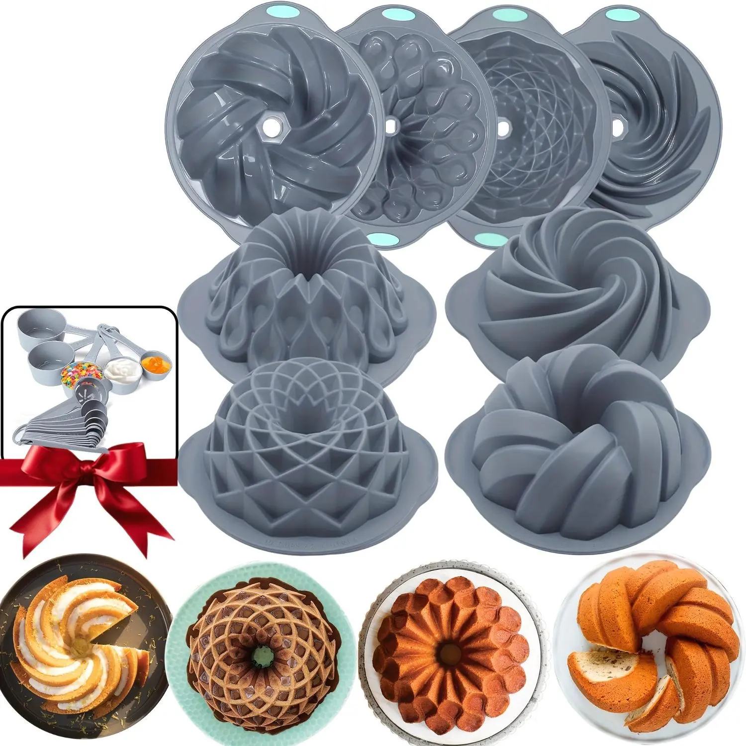 17 Pack Premium Silicone Cake Pans - Non-Stick, Fluted, And Versatile Molds for Baking Cakes, Brownies, Flan, Meatloaf, And More - Crown, Nest, Spiral, And Braided Shapes for Easy Release And Perfect Results