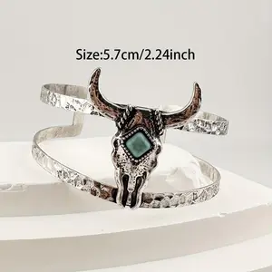 For Women Turquoise Western Cow Cattle Cuff Bangle Bracelet Jewelry Gift Head Decor