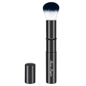 Retractable Kabuki Makeup Brush Travel Face Blush Brush Portable Powder Brush with cap for Foundation Color Highlight Contour Blush Flawless Powder Cosmetics