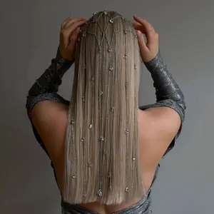 European and American Style High-End Tassel Headband Forest Fairy Style Rhinestone Chain Hair Accessory Daily Party Versatile Accessory