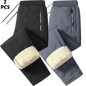Men's 2-Piece Heavyweight Sherpa Trouser, Fleece-Lined Thick Straight/Cuffed Ankles Option, Multi-Color, Size XXS-XXXXL for Outdoor Skiing, Casual Wear, Work