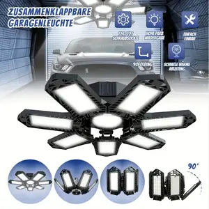 Mini LED Garage Light, 7+1 Adjustable Panel, 6500K Daylight, Super Bright, Foldable, Ceiling Mounted, Plastic Cover,  Switch Control, Semi Buried, for Basement, Warehouse, Storage Room, Garage Lighting, Energyefficient Light, Ceiling Mounted Fixture