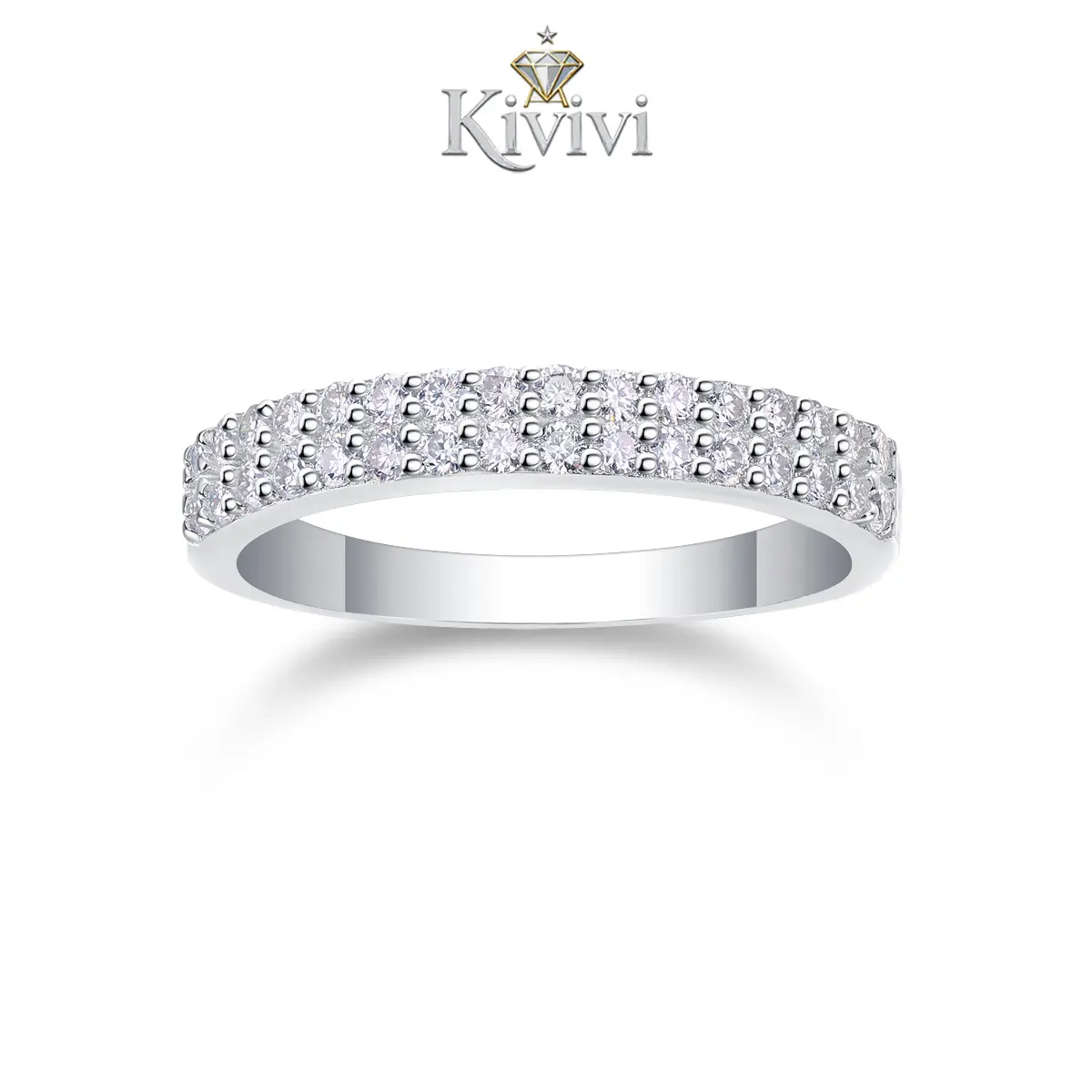 Round Cut 925 Sterling Silver D Color VVS1 Clarity Hypoallergenic Ring Moissanite Ring Stackable Ring Half Eternity White Gold Plated