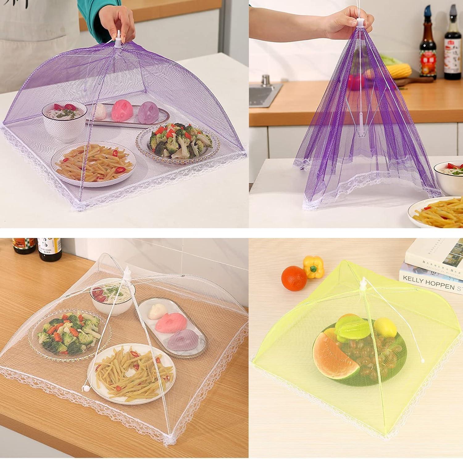6 Pack Colored Mesh Food Cover Tents by Winknowl, Reusable and Collapsible Large 17" Pop-Up Food Net Protector Umbrella for BBQ, Picnics, Parties, Outdoor 6 Pack Colored Mesh Food Cover Tents by Winknowl, Reusable and Collapsible Large 17" Pop-Up Food Net Protector Umbrella for BBQ, Picnics, Parties, Outdoor