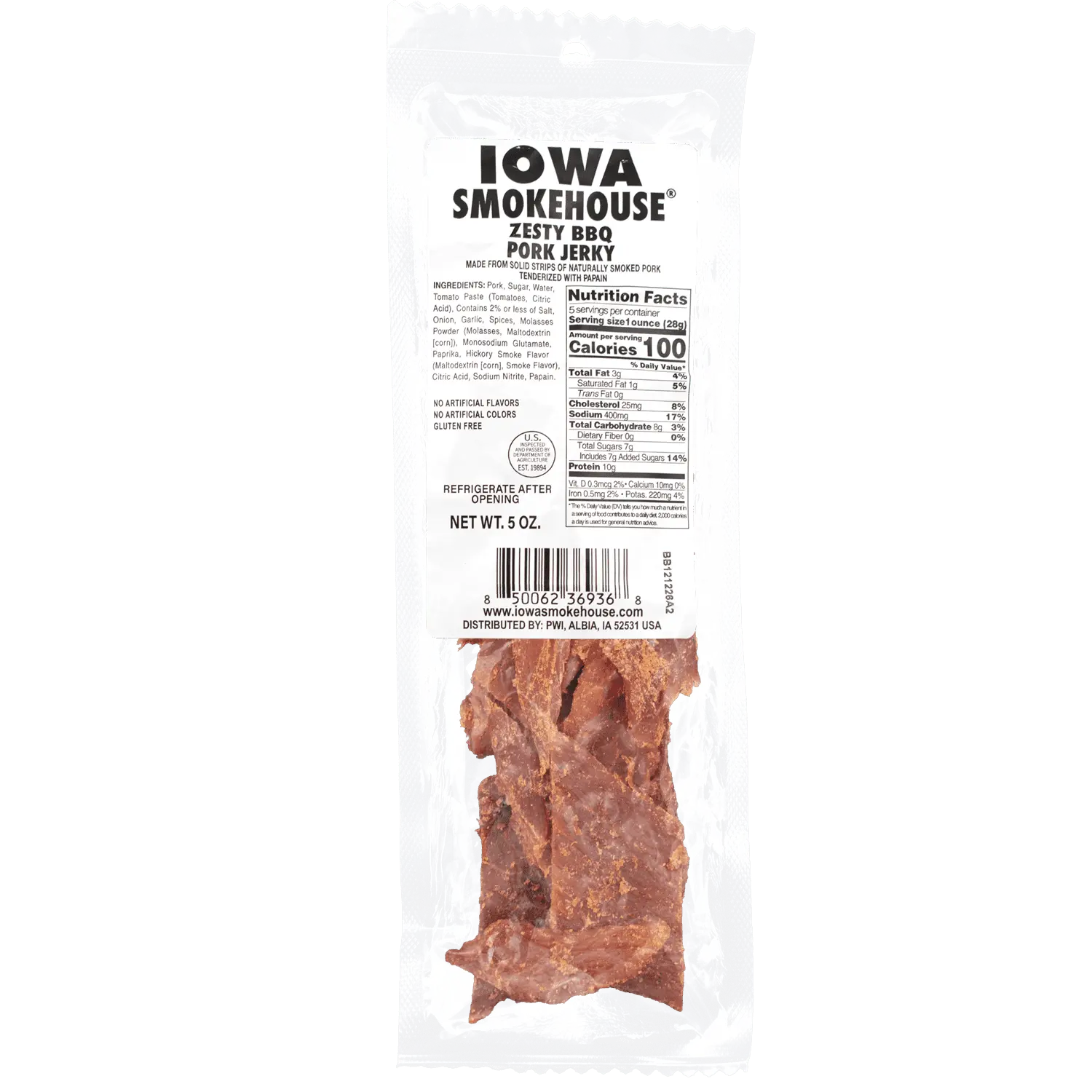 5 oz Pork Jerky Zesty BBQ Authentic Beef Bites Snack Bites