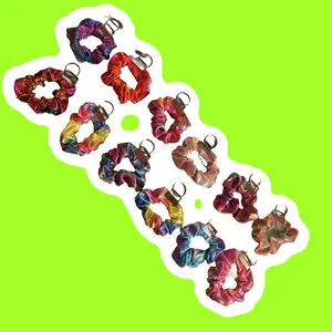 Rainbow scrunchie keychain wristlet