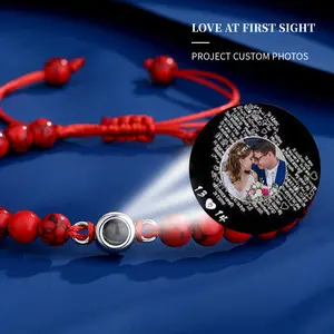Personalized Frosted Stone Chain Photo Projection Bracelet • Custom Photo Bracelet • Couple Bracelet• Gift for Mom• Gift for Dad