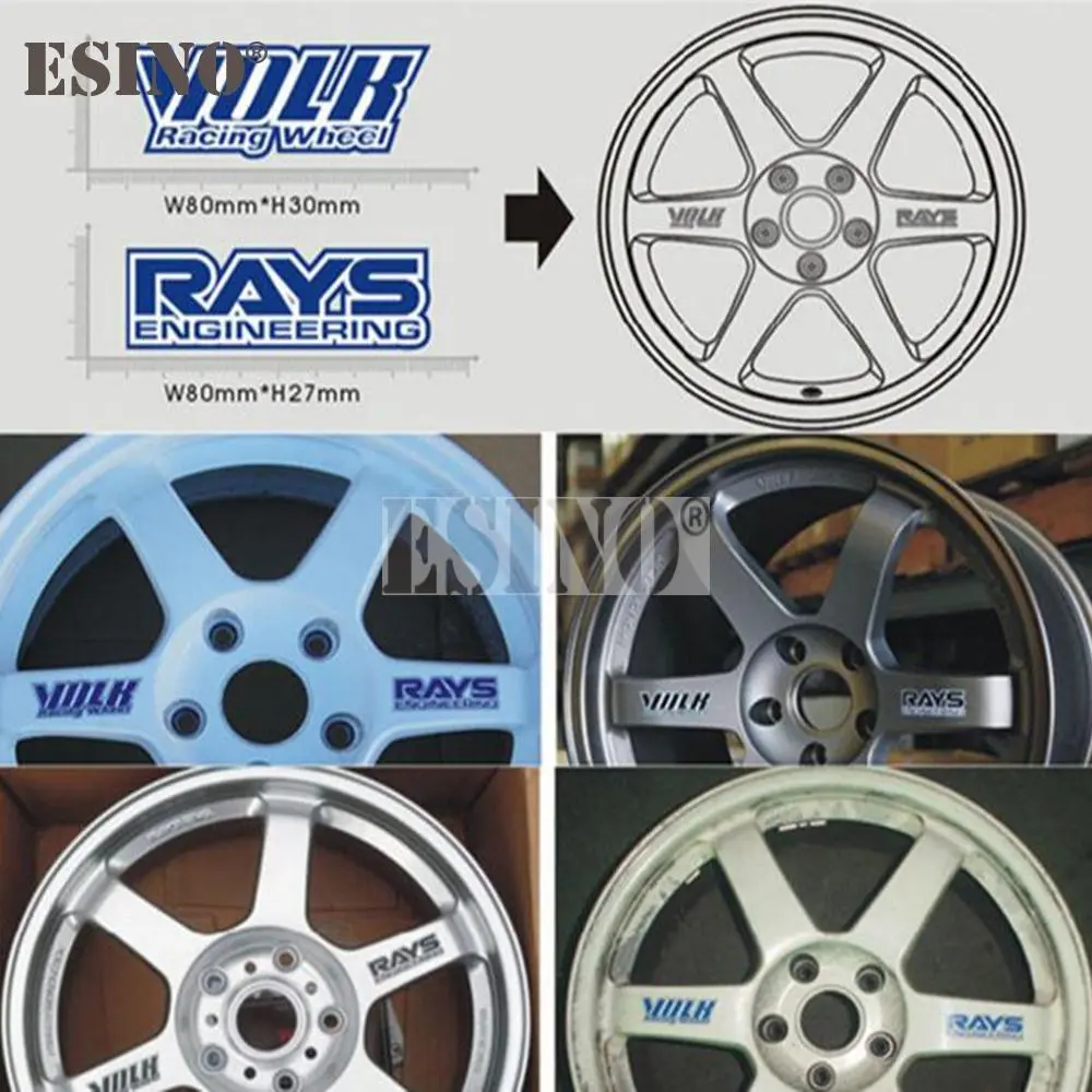 Car Styling Volk Racing Classical Wheel Rim Decorative Vinyl Creative Sticker Decal Set for RAYS Volk Racing TE37 TE37 SL TE37C