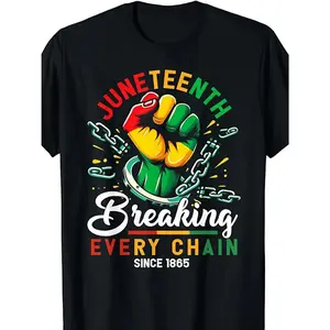 Casual Juneteenth T-Shirt, Short Sleeve Cotton Graphic Top for Men and Women, Comfortable Fitted African American Pride Clothes
