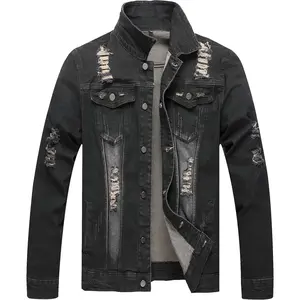 Jean Jacket For Men, Distressed Slim Denim Jacket