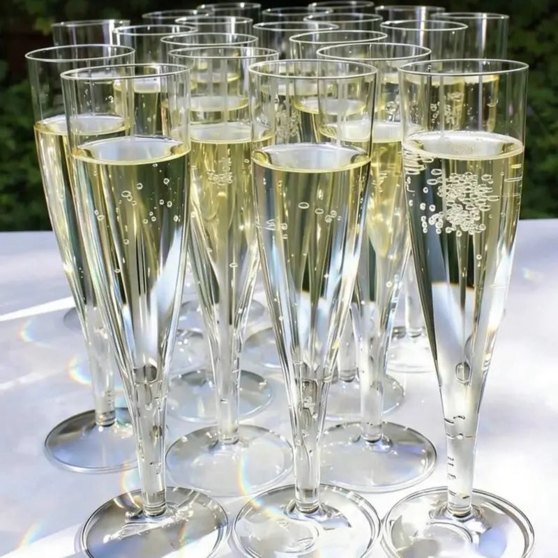 Stylish Reusable Transparent Champagne Glasses - 4.5oz Drinkware, 1-50pcs Cocktail Party Cups Suitable for Parties, Weddings