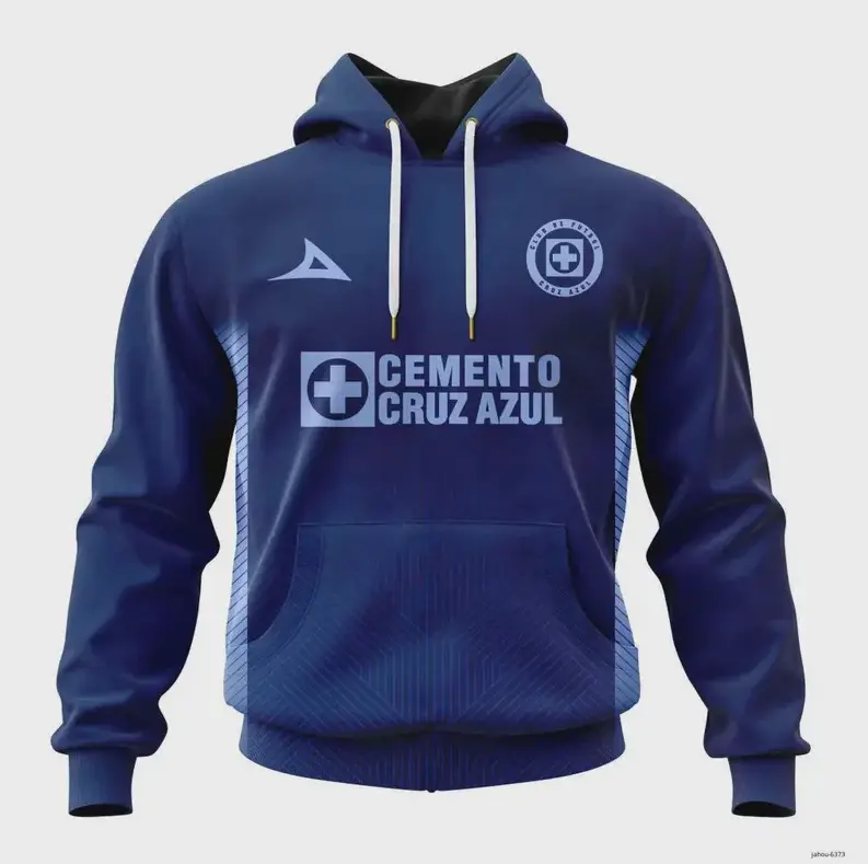 Soccer Pullover Hoodie, LIGA MX Cruz Azul Third Kit Hoodie, Football Fan Sweatshirt for Men, Women & Youth