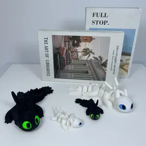 2-Piece Set, 3D Printed Toothless Dragon Model, Jointed Action Figures, Home Office Desk Decor, Creative Collectible Gifts