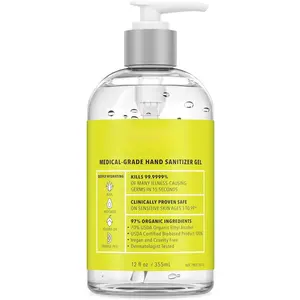 Medical‑Grade Hand Sanitizer Gel – 97 % Organic | 70 % USP Ethyl Alcohol | Moisturizing Aloe + Hyaluronic Acid | Freshly Made in USA | 12oz Bottle with Pump