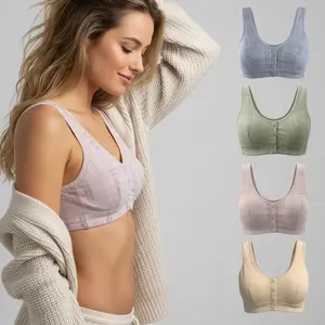 Wireless Front-Closure Bra with Adjustable Straps and Soft Fabric for Comfort,Women's Push-up Bra,sport Lingerie,jelly Bra Style Breathable tiktokshopspringglowup