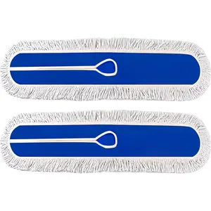 Large Mop Head 24" Industrial Strength Ultimate Cotton Floor Dust Mop Refill, Commercial Cleaner Mop Head Replacement, Dust Mops for Home, Industrial Use - Fit for Standard Size Mop Frame (2)