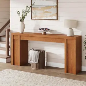 Garvee 70.9" Extra Long Narrow Console Table, Farmhouse Rustic Style Sofa Table for Entryway or Living Room, Thick Walnut Wood Hallway Accent Table, Perfect Behind Couch or in Hallway