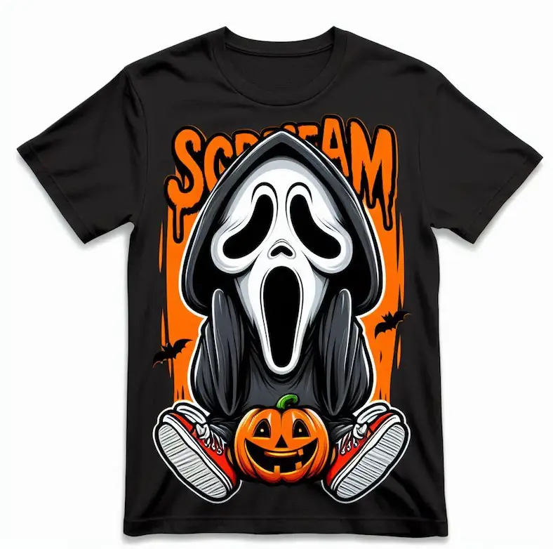 Movie Character Halloween Design Bundle Tee, Spooky big Ghostface with Pumpkin shirt