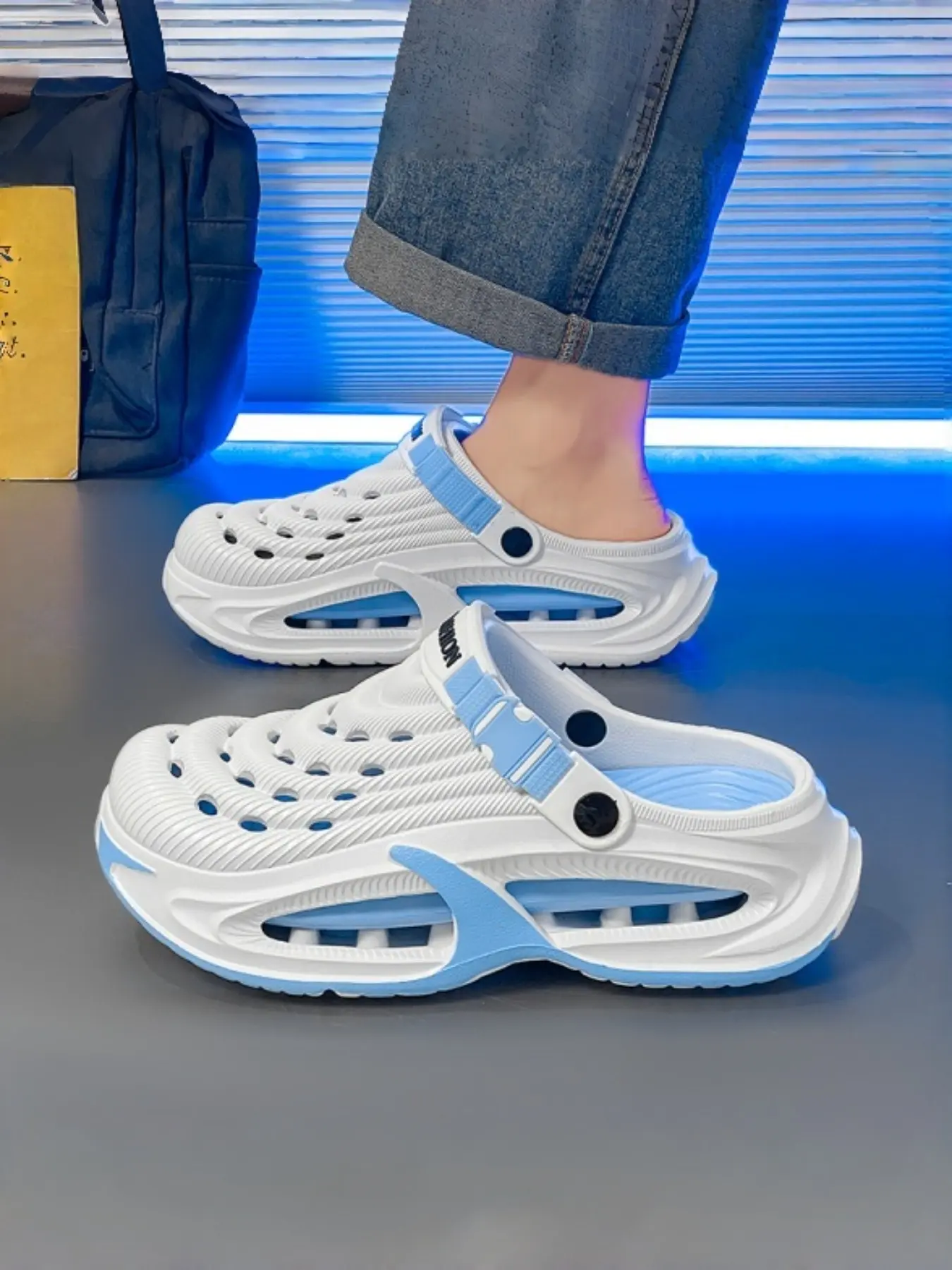 Unisex Thick Sole Height-Boosting Design Sandals Suitable for Home & Outdoor Use, Anti-Slip Beach Shoes, Two-In-One Style, Non Slip Slippers, Footwear