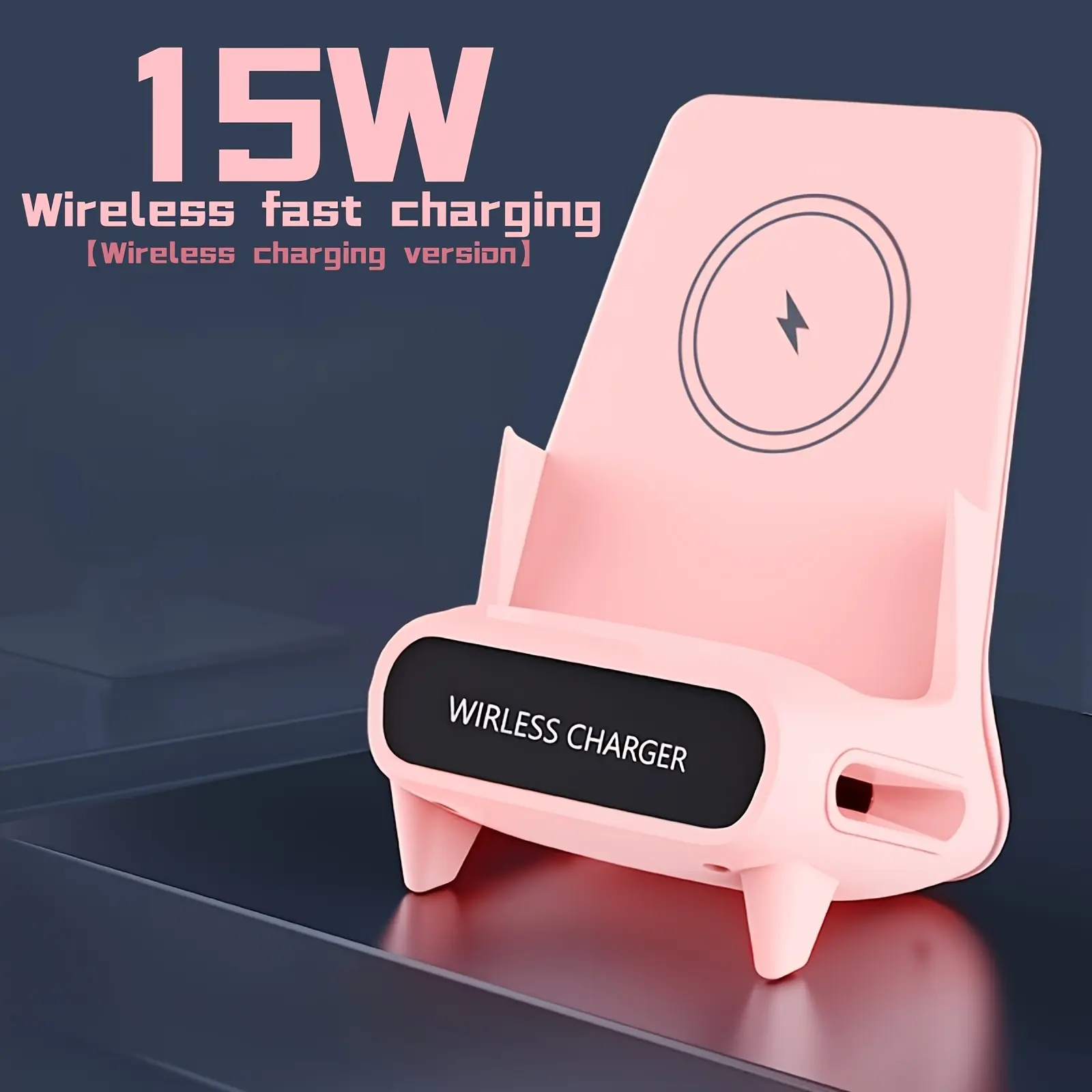15W Vertical Wireless Charging Stand for Smartphone & Mobile Devices, Universal ABS Charger with Anti-Shake Triangle Stability, Compatible with iPhone 16/15/14/13/12 Pro Max/11/XR/XS & Samsung Models