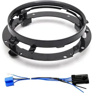 7 Inch Round Headlight Ring Mounting Bracket with 7 inch LED Headlight Wire Harness Adapter Compatible with Softail Touring FLD Motorcycle 7 Inch Led Headlight Mount (Black)