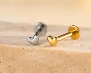 Titanium Labret Stud Earrings • Conch/Tragus/Helix/Cartilage Studs • Screw Back Studs • Flat Back Earrings • Nose Studs • Gift for Her