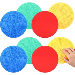 8 Pcs Sensory Mats, Silicone Sensory Pads Fidget Textured Cushion Tactile Pad Desk Toys Floor Tiles Stress Relieve for Office Travel Party