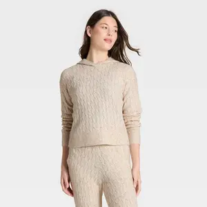 Women's Cashfeel Cable Knit Hooded Pullover Sweater - Auden