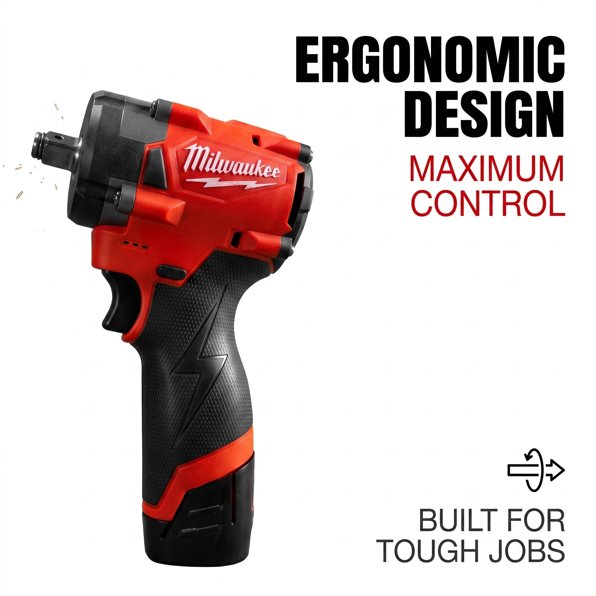Milwaukee M12 Series 1/2" 300NM Brushless Cordless Impact Drill - Includes M12 Charger, 12V 8Ah High-Capacity Battery, Tool Bag - For Metal/Wood Screw Fastening, Metal Frame Self-Tapping Screw Installation, Charger + Bag, Wood/Metal