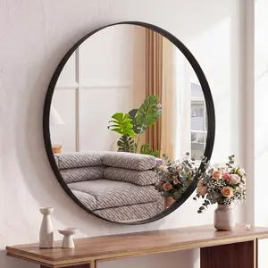 Round Wall Mirror, Bathroom Wall Circle Mirror with Metal Frame, Bathroom Decor for Entryway, Living Room, Vanity